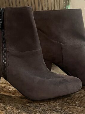 BCBGeneration Dark Gray Suede Ankle Booties with Side Zip